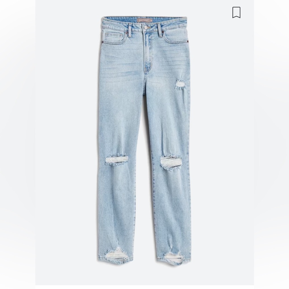 JUST USA Samantha High Rise Distressed Straight Jean Size 10